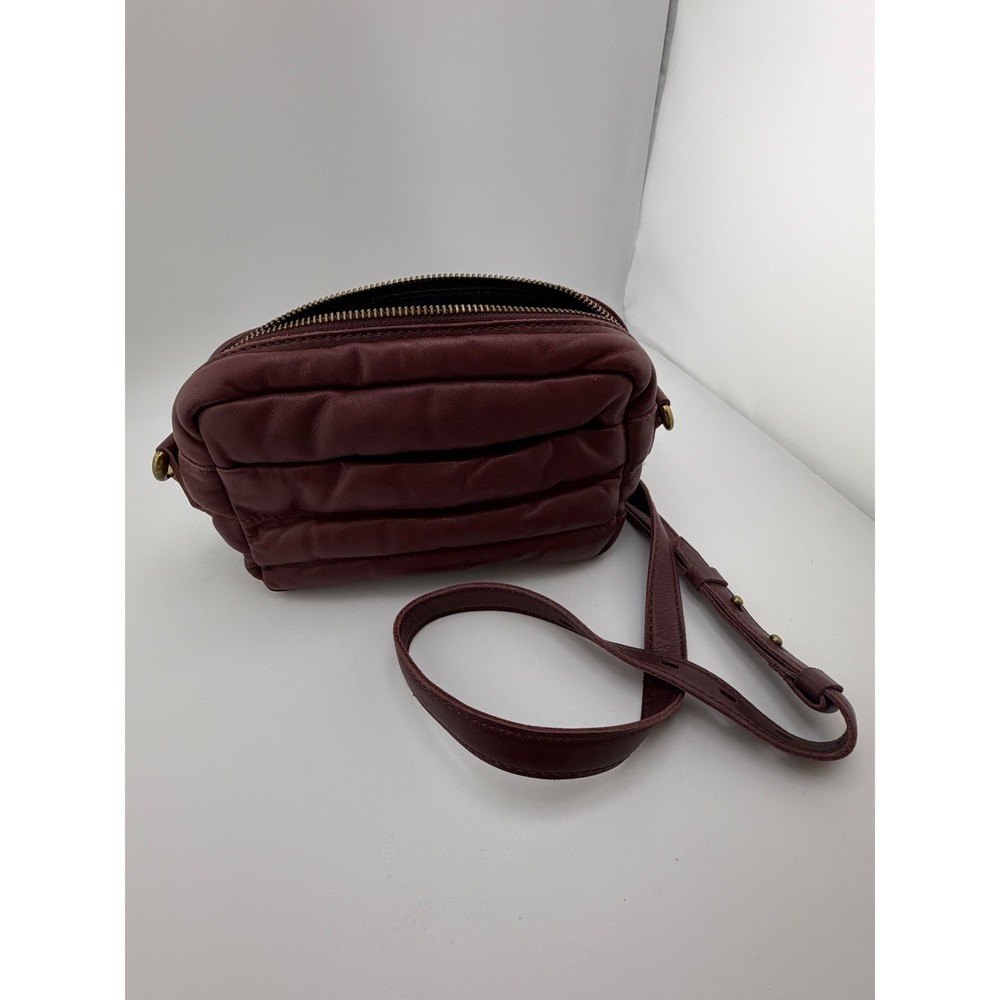 Madewell The Puffy Camera Bag Cabernet Burgundy Quilted Leather Crossbody Purse
